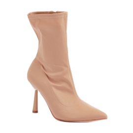 Bottines femme beiges à talons hauts