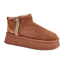 Boots de neige femme à plateforme en daim marron brun