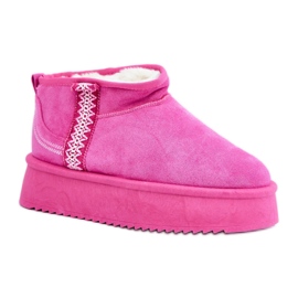 Boots de neige femme à plateforme en daim rose