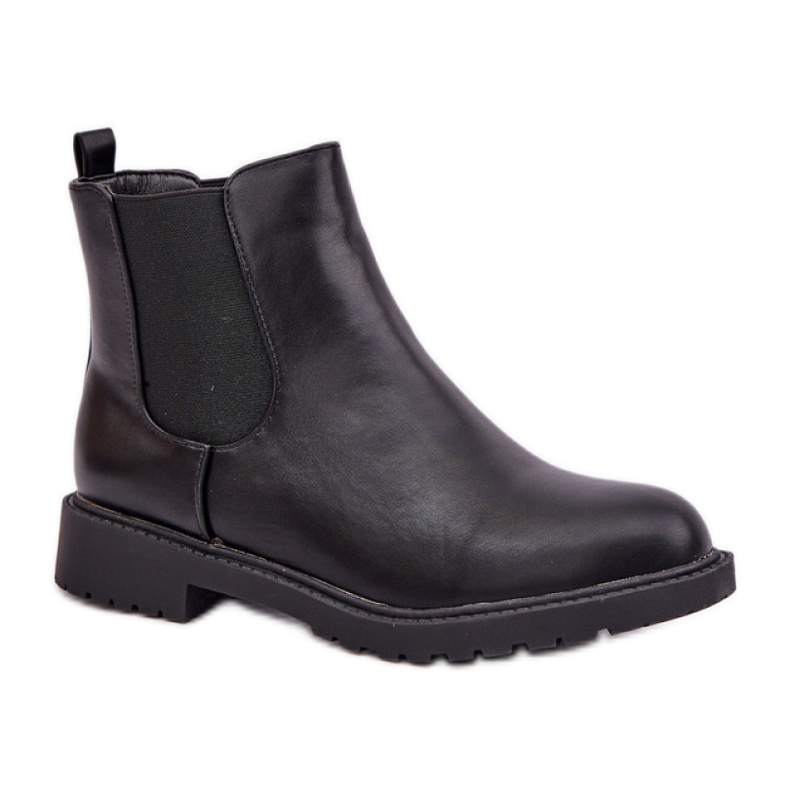 Bottines Chelsea femme à talon plat le noir