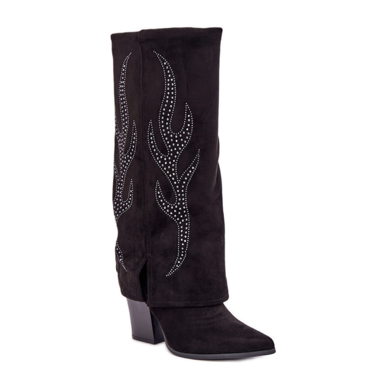 Bottines femme à tige décorative, noires le noir Bottines femme à tige décorative, noires le noir