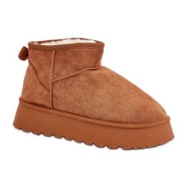 Boots de neige femme plateforme en daim camel brun