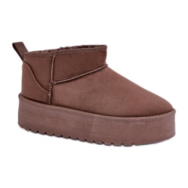 Boots de neige femme à plateforme en daim marron brun