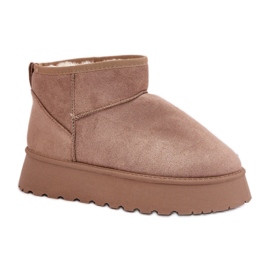 Bottines de neige plateforme femme, daim beige