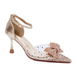 Talons hauts pour femmes ornés d'un impressionnant nœud doré