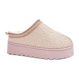 Boots de neige femme beiges à plateforme