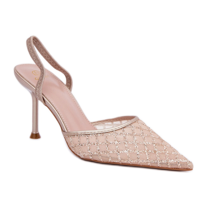 Step in style Modèle Berilae B1639-202 Talons hauts Gold Glitter - Entrez avec style jaune