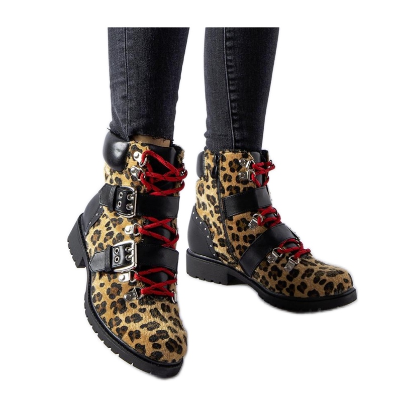 Bottines imprimé léopard noir et beige Baltimore - Solea