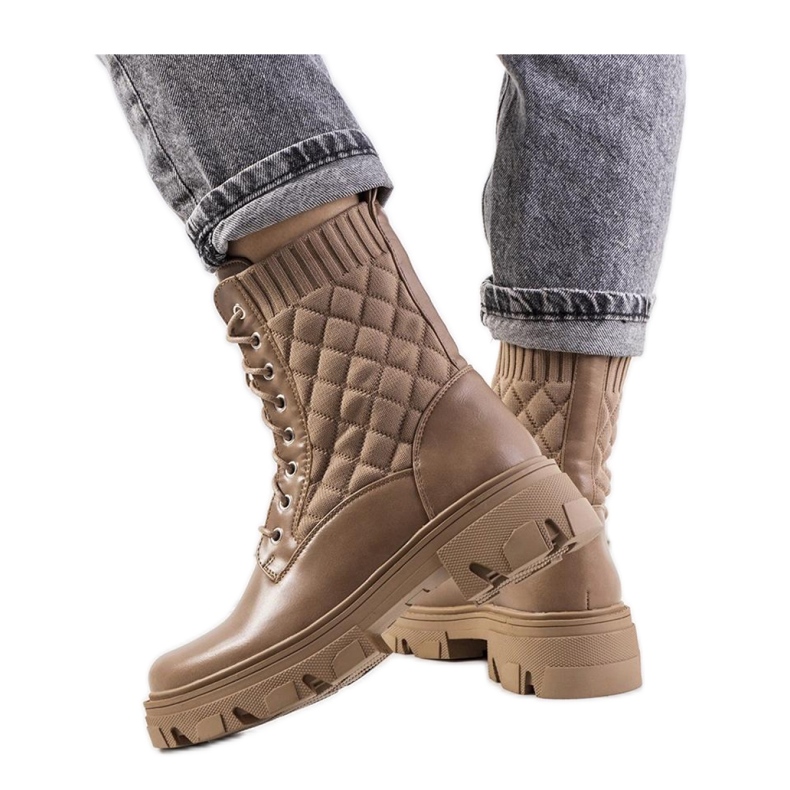 Bottines marron à tige chaussette par Lujan - Solea brun