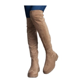 Boots longues marron à semelle plate par Tromi - Solea brun