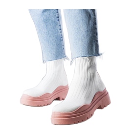 Boots chaussettes blanches à semelle rose Cali - Solea
