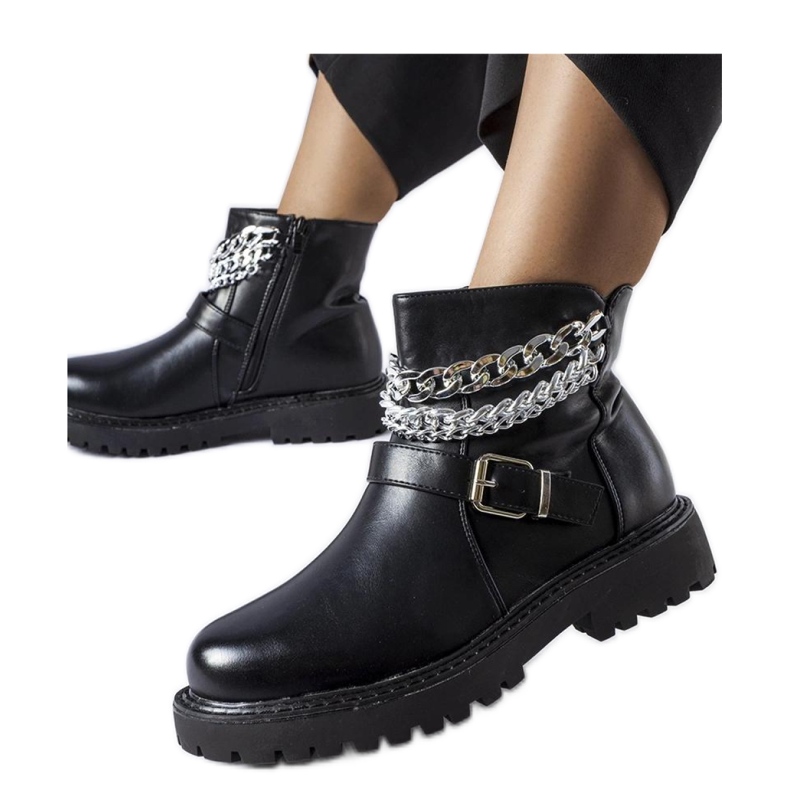 Bottines noires avec chaînes décoratives Mezzavia - Solea le noir