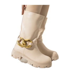 Bottes isolées beiges avec chaîne Harrison - Solea Bottes isolées beiges avec chaîne Harrison - Solea