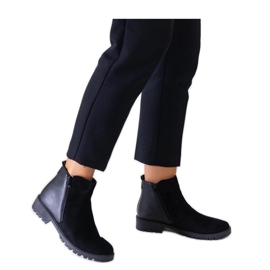 Bottines plateforme noires en éco-daim Kirla - Solea le noir