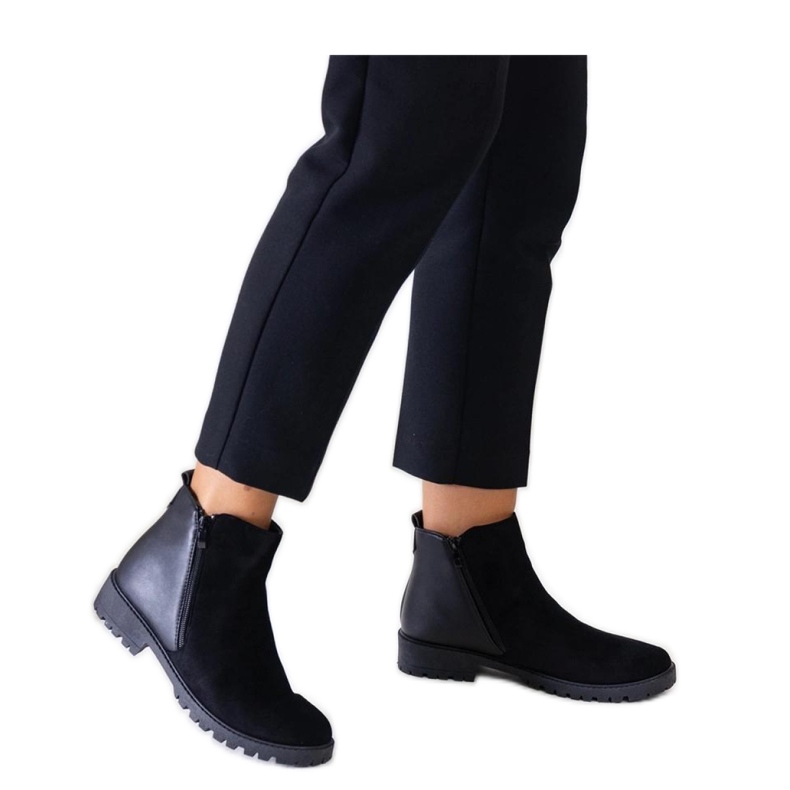 Bottines plateforme noires en éco-daim Kirla - Solea le noir