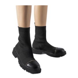 Bottines chaussettes noires avec strass de Vail - Solea le noir Bottines chaussettes noires avec strass de Vail - Solea le noir