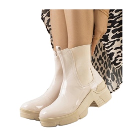 Bottines en cuir verni beige Asma - Solea Bottines en cuir verni beige Asma - Solea