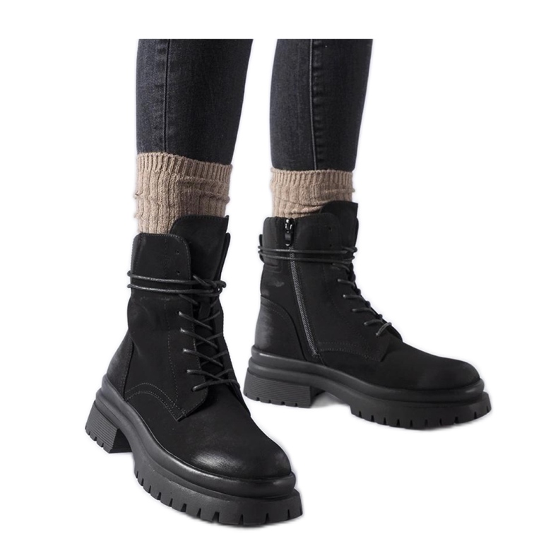 Bottines noires à bout usé, Vadnais - Solea le noir