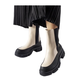 Bottines slip-on beiges et noires par Faisal - Solea