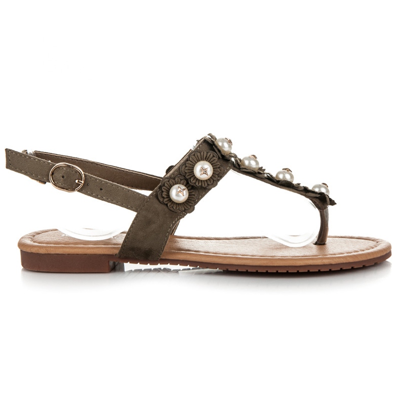 Ideal Shoes Tongs à fleurs vert