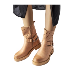 Bottines beiges ajourées avec chaîne de Procopio - Solea