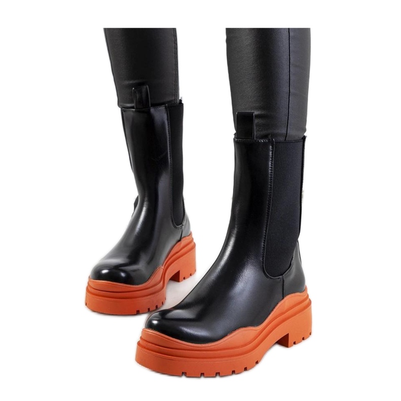 Bottines noires à semelle orange Nester - Solea le noir