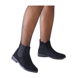 Bottines classiques noires avec empiècement élastique en éco-daim Maiza - Solea