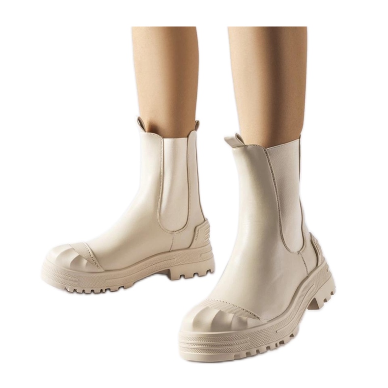 Bottines massives isolées beiges par Albanese - Solea