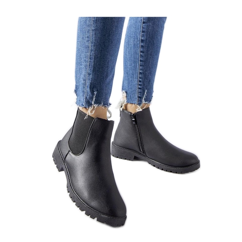 Bottines décontractées classiques noires en éco-cuir Sabre - Solea le noir