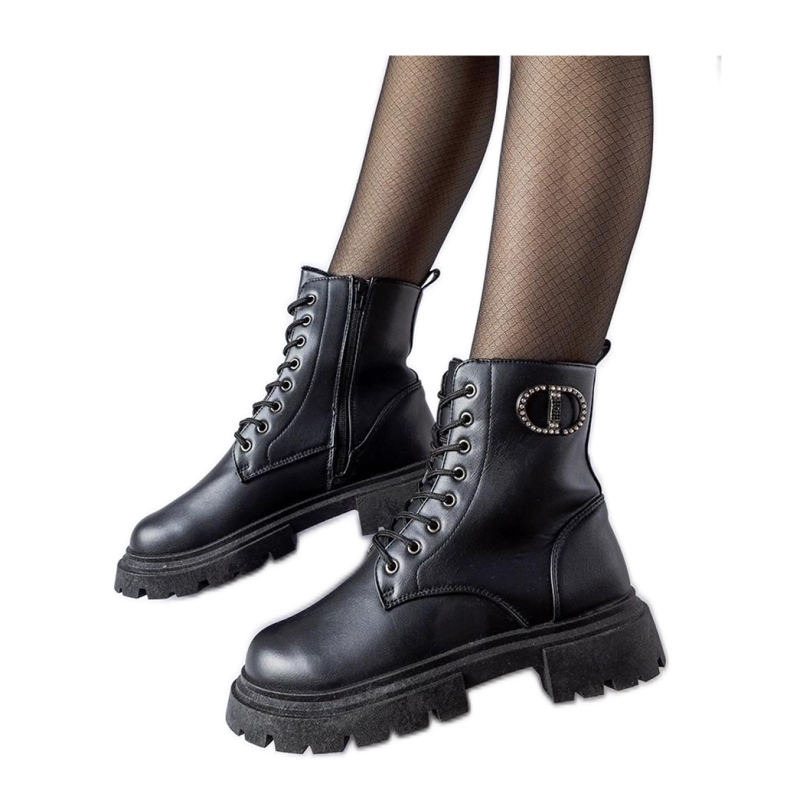 Bottes isolées noires avec zircons de Broberg - Solea le noir Bottes isolées noires avec zircons de Broberg - Solea le noir