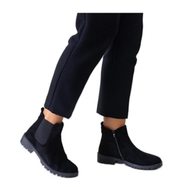 Bottines décontractées classiques noires en éco-daim Sabre - Solea le noir