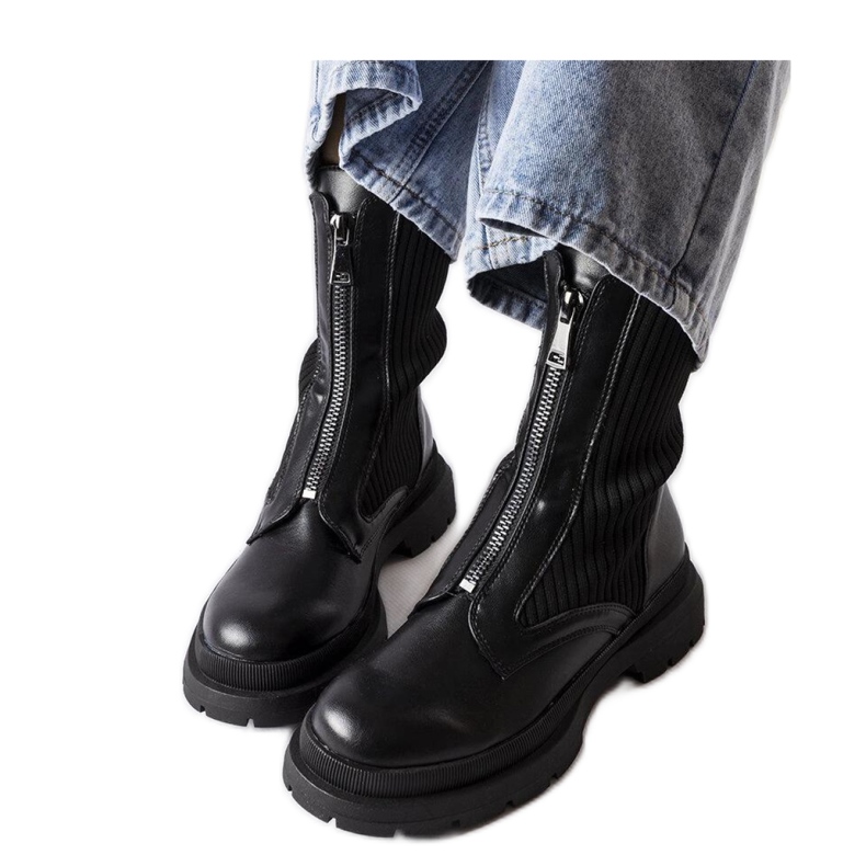 Bottines chaussettes noires par Napolitani - Solea le noir Bottines chaussettes noires par Napolitani - Solea le noir