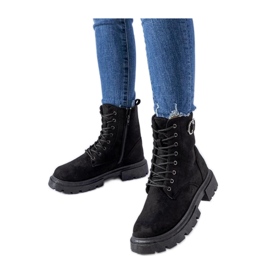 Boots noires en éco-daim avec zircons de Broberg - Solea le noir Boots noires en éco-daim avec zircons de Broberg - Solea le noir