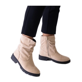 Bottines à volants beiges en éco-daim Hinda - Solea