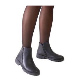 Bottines noires avec empiècements métalliques, éco-cuir Branda - Solea