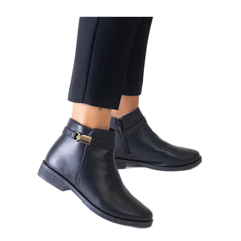 Bottines noires avec empiècements dorés en éco-cuir Casetra - Solea le noir Bottines noires avec empiècements dorés en éco-cuir Casetra - Solea le noir