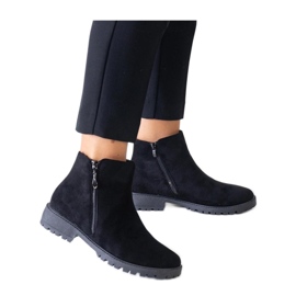 Bottines noires avec empiècements métalliques en éco-daim le noir