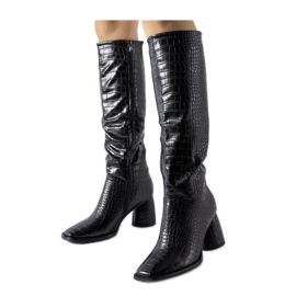 Bottes noires décorées de gaufrages le noir Bottes noires décorées de gaufrages le noir