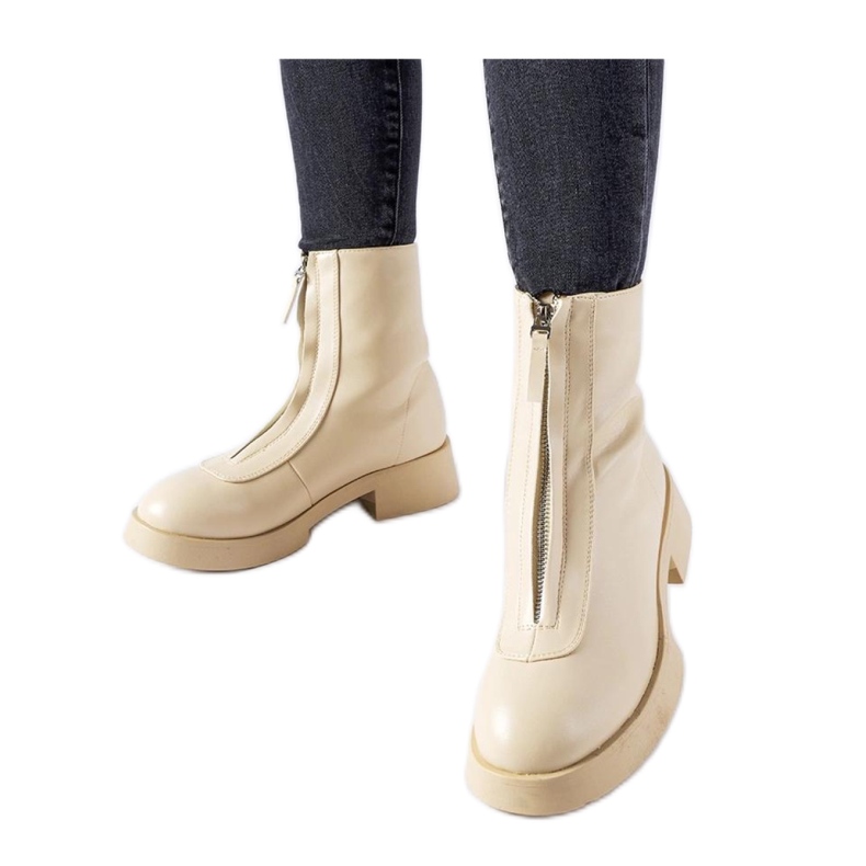 Bottines isolées beiges avec fermeture éclair