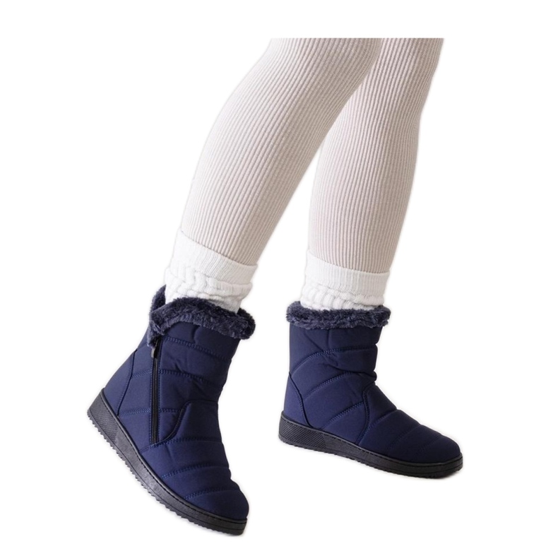 Boots de neige bleu marine ornées de fourrure Boots de neige bleu marine ornées de fourrure