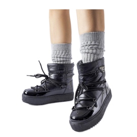 Bottes de neige isolées noires avec bande élastique