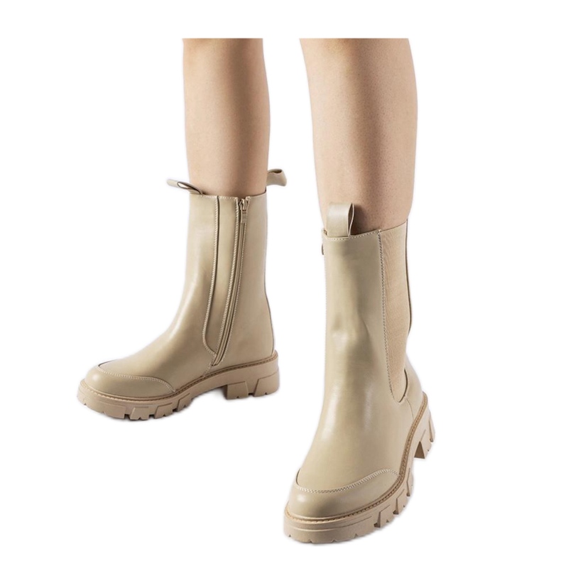 Bottines hautes isolées massives Beige Bottines hautes isolées massives Beige
