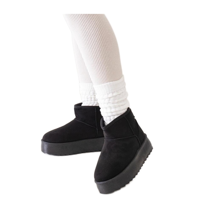 Bottes de neige décontractées noires à plateforme haute le noir