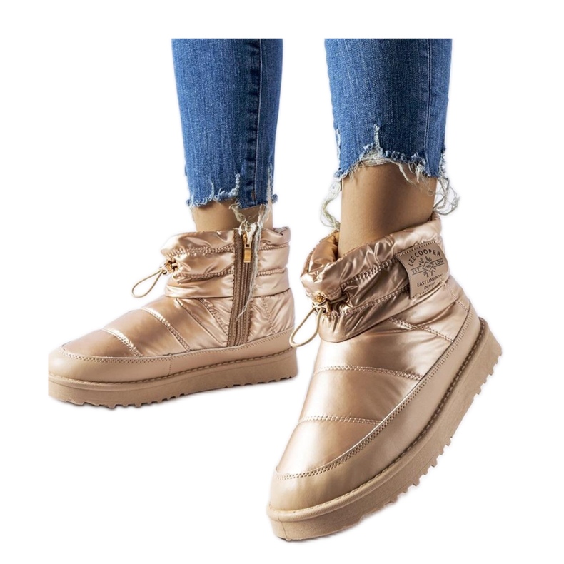 Bottes de neige à fermeture éclair dorée Lee Cooper LCJ-23-44-1965L d'or