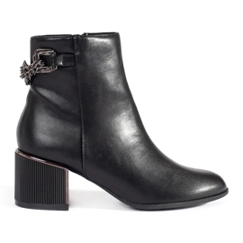 Goodin Bottines femme noires à talon élégant le noir
