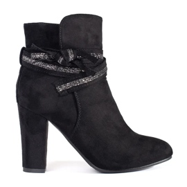 Shelvt Bottines femme en daim noir sur le poteau le noir