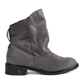 Shelvt Bottines grises avec tige à volants Shelvt Bottines grises avec tige à volants