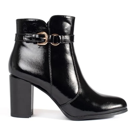 Bottines à talons hauts vernies noires par Sergio Leone