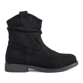 Shelvt Santiags femme en daim noir le noir