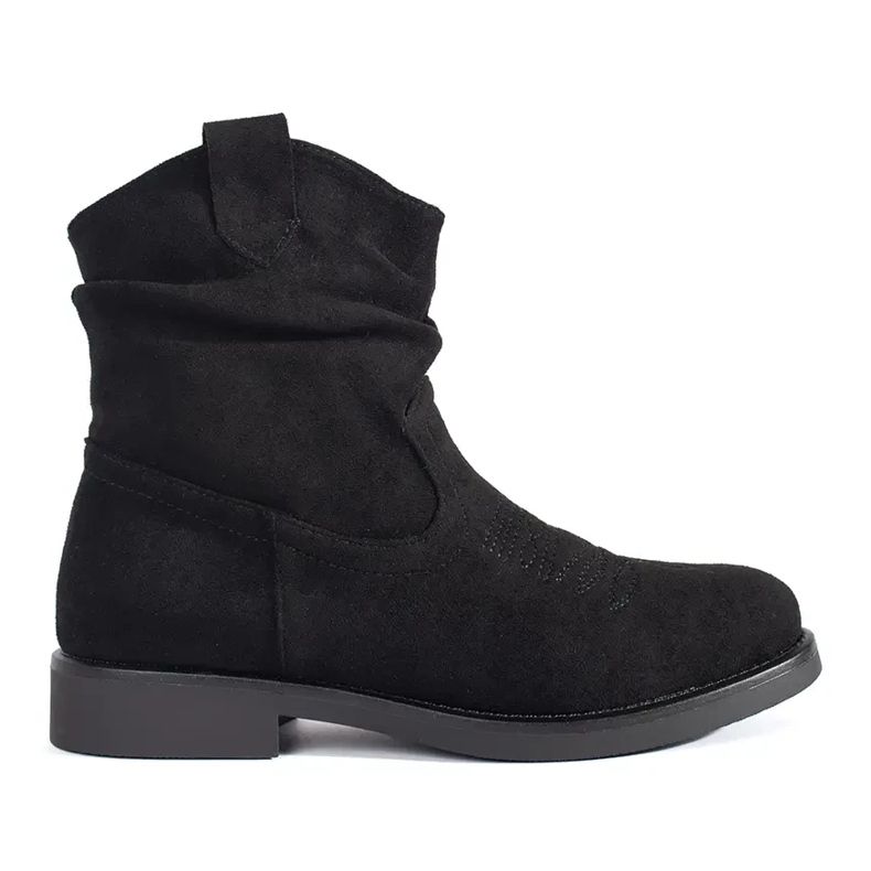 Shelvt Santiags femme en daim noir le noir